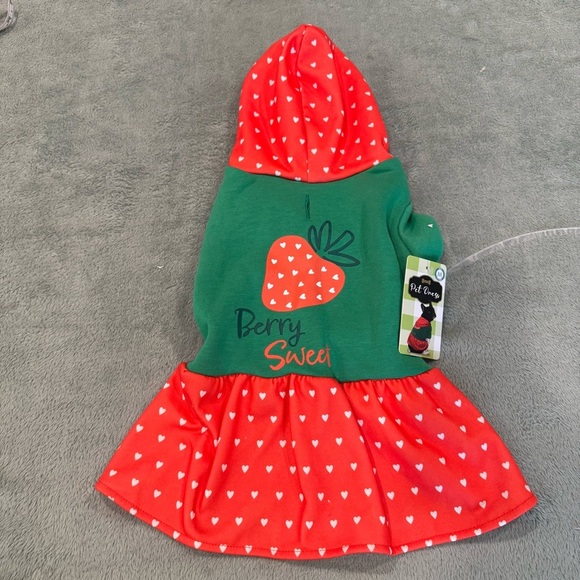 woof pet Other - Woof Pet Berry Sweet Dog Dress Hoodie Size M Strawberry Hooded Pet Outfit